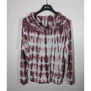 Pilcro Anthropologie Tie Dye Sweatshirt L Large Waffle Cowl Neck Pullover Red